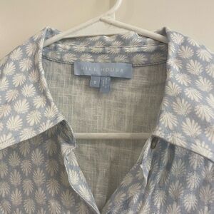 Hill House Light Blue and White Leaf Print Shirt
